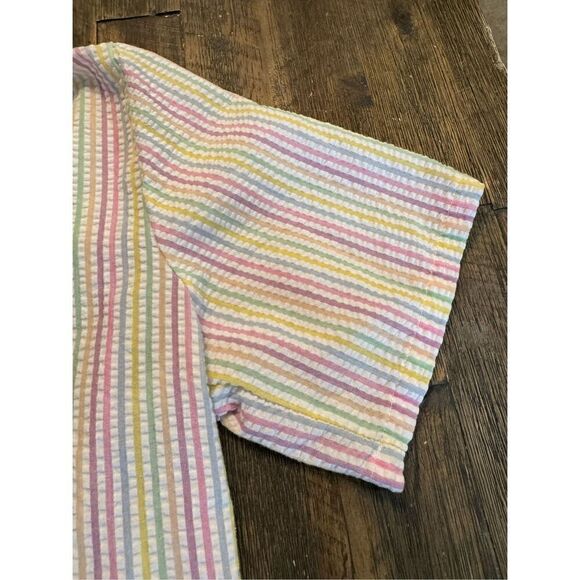 All hours vintage made in USA pastel striped button down top size medium - Picture 6 of 6